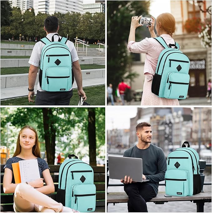 BIKROD Backpack for Girls Women, School Backpack for Teen Boys, Lightweight Casual High School Bookbag, Daily-use Travel Laptop Backpack with USB Charging Port Fits 15.6 Inch Notebook