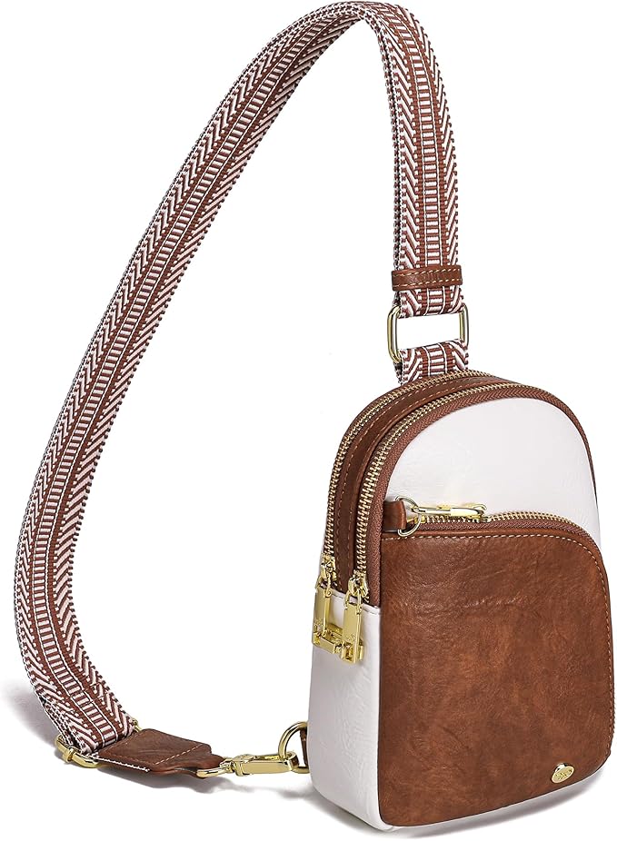 INICAT RFID Blocking Sling Bag Leather Crossbody Bags for Women Fanny Pack Cross Body for Woman Chest Bag for Travel 1.9L