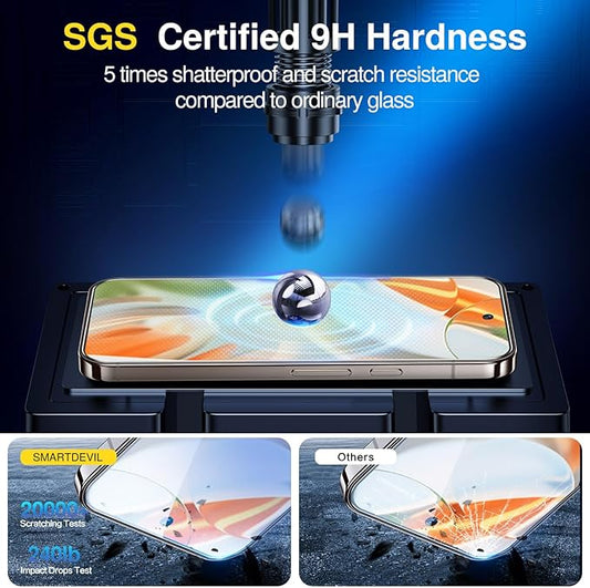 SMARTDEVIL [3+1 Pack Screen Protector For Google Pixel 9 Pro XL With Camera Lens Protector, FingerPrint Reader Compatible, Clear 9H Tempered Glass Film, Fast & Easy Installation, Alignment Frame