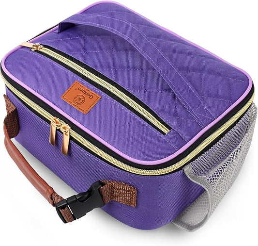 Genteen Lunch Box for Women Adults Girls - Insulated Small LunchBox Reusable, Zip Closure & Buckle Handle, Portable Cooler for Work, School, Travel (Purple)