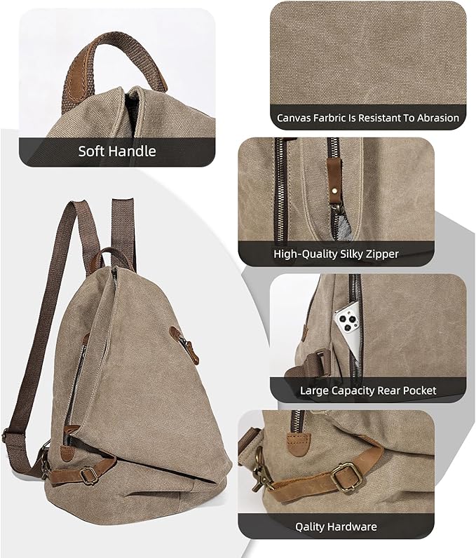 KL928 Canvas Vintage Backpack – Large Casual Daypack Outdoor Travel Rucksack Hiking Backpacks for Men Women