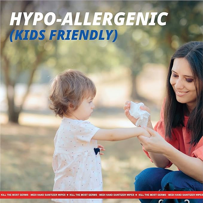 MEDIWIPER 80ct Alcohol-Free Hand Sanitizing Wipes Unscnted Antibacterial Wet Wipe, Hand Sanitizer (160 Wipes (80 * 2))