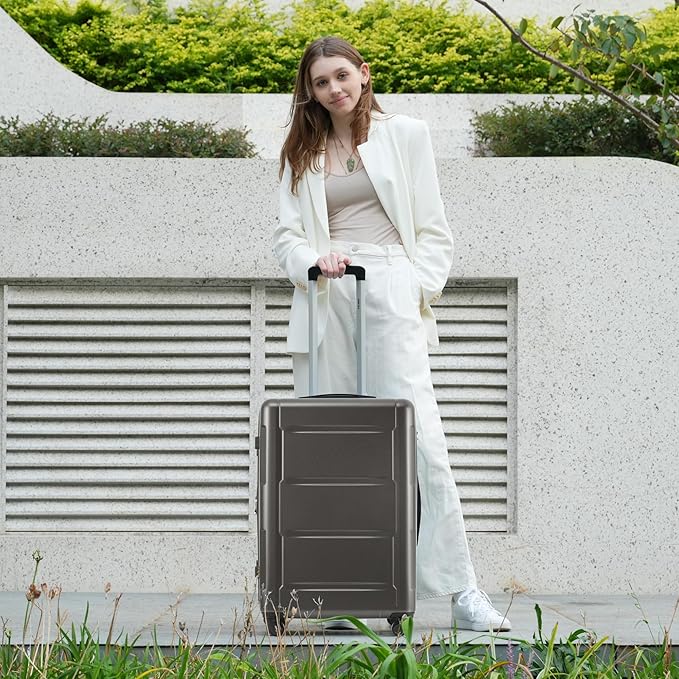 Merax Luggage Set 2 Piece Suitcase Sets with Spinner Wheel,Lightweight Hardside Expandable Travel Laggage with TSA Lock,Suitcase with Travel Bag(20"/28",Dark Gray)