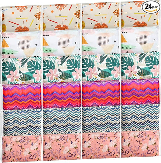 24 Packs Travel Size Tissue Pocket Slim Pack Facial 3 Ply Wallet Size Pocket Tissues for Travel Wedding Party Favors, 6 Styles(Geometry)