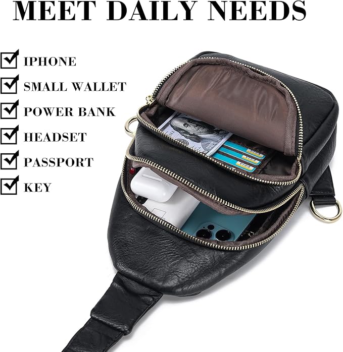 Haytijoe Crossbody Bags for Women Leather Sling Bag Anti-theft Cross Body Bag Travel Sling Purse Chest Bags Fanny Packs