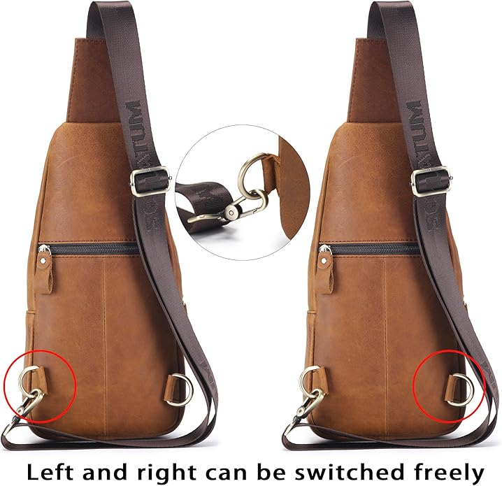 LUKZIJAES Genuine Leather Sling Bag for Men