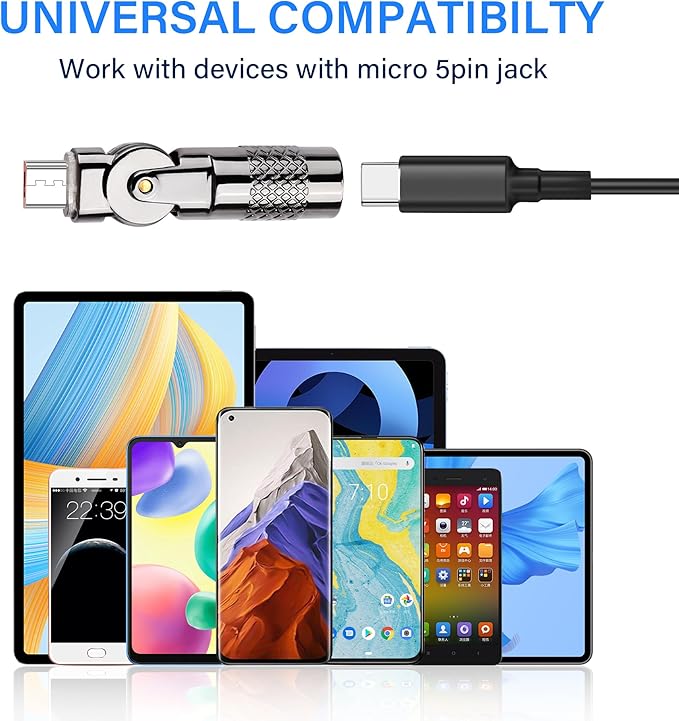 SinLoon 2 Pack USB C to Micro USB Adapter USB Type C Female to Micro 5Pin Male Connector 180 Degree Rotation Converter Connector Support Charge Data for Phone