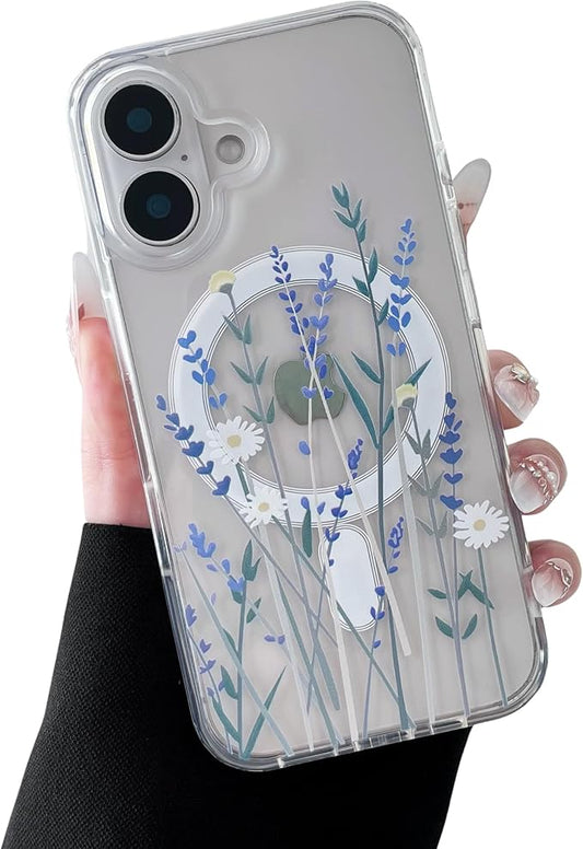 ZTOFERA for iPhone 17 Magnetic Case Compatible with Magsafe,Aesthetic Floral Pattern Design Cute for Girl Women,Anti-Drop Protective Hard Phone Cover for iPhone 17-Lavender