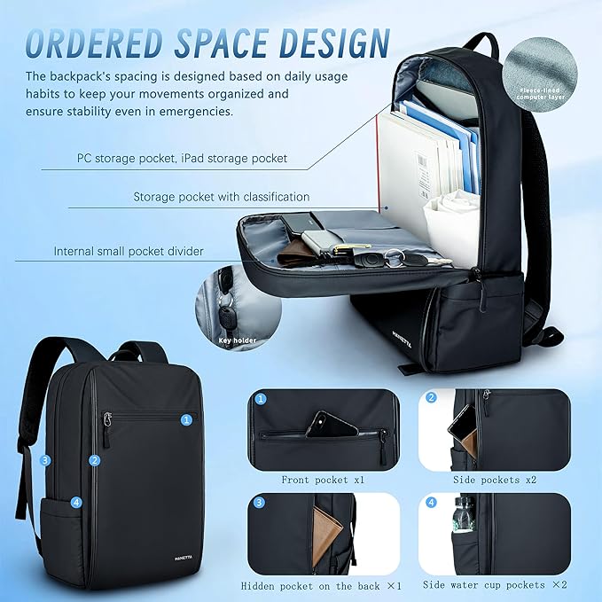 Waterproof Work Backpack for Men, Laptop Backpack fit 15.6 Inch, Business Commuter Work Bag for Office College, Lightweight Professional,Casual Daypack,Anti Theft Travel Backpacks