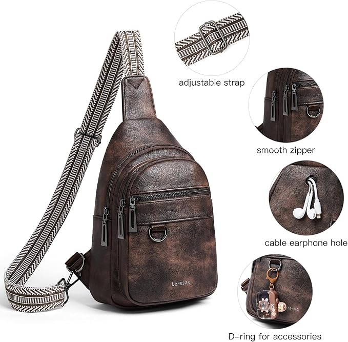 7L Sling Bag for Women Men Vegan Leather Crossbody Bags Fanny Pack Purse Backpack Over Shoulder Bag Travel Anti Theft