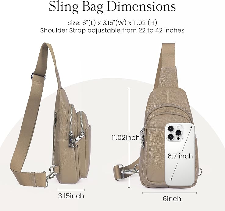 befen Genuine Leather Small Sling Bag for Women Anti-Theft Crossbody Chest Bags Fanny Packs for Travel with RFID Card Slots