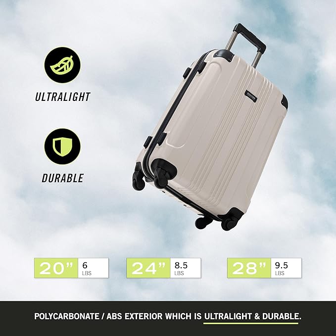 Kenneth Cole REACTION Bounds Lightweight Hardshell 4-Wheel Spinner Luggage, Mushroom, 28-Inch Checked