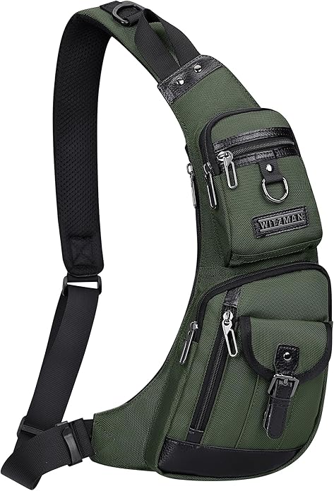 WITZMAN Sling Bag for Men Crossbody Bags Travel Slim Chest Bag One Strap Lightweight Casual Daypack