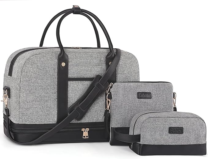 Weekender Bag for Women Canvas Overnight Bag Large Travel Tote Bag Carry on Shoulder Duffle Bag With Shoe Compartment,Perfect for Travel/Daily Use/Birthday Gift …