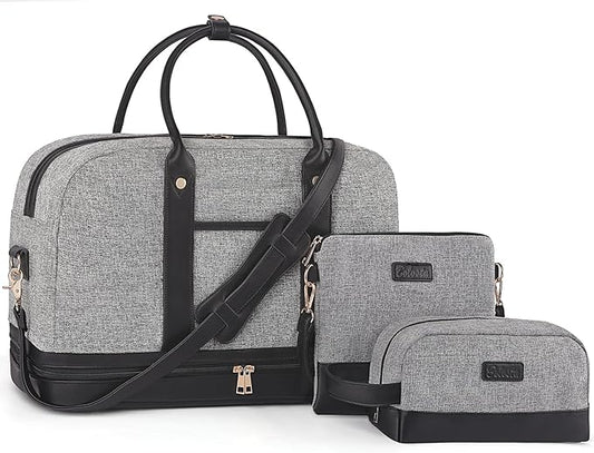 Weekender Bag for Women Canvas Overnight Bag Large Travel Tote Bag Carry on Shoulder Duffle Bag With Shoe Compartment,Perfect for Travel/Daily Use/Birthday Gift …