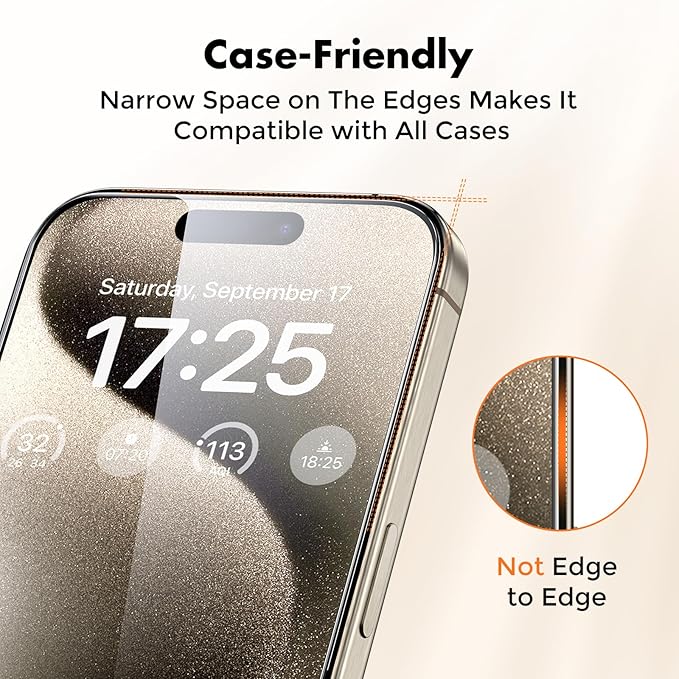 UNBREAKcable 4-Pack Screen Protector for iPhone 15 Pro, Double Shatterproof Tempered Glass [Easy Installation Frame] [9H Hardness] [99.99% HD Clear] [Case Friendly] for iPhone 6.1 inch