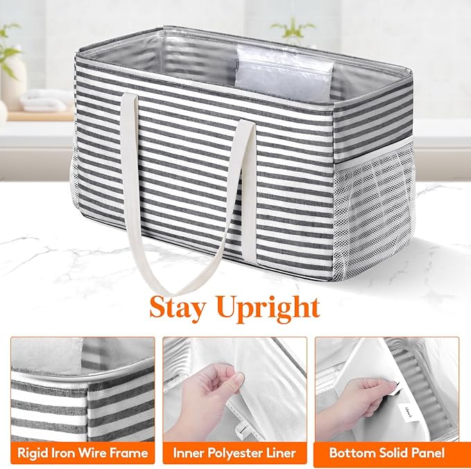 Lifewit Extra Large Tote Bag, Reusable Grocery Bags with Metal Wire Frame and Handles, Standing Utility Foldable Shopping Bags for Storage, Picnics, Beach, Pool, Laundry, Car, Camping, 1 Pack, Black