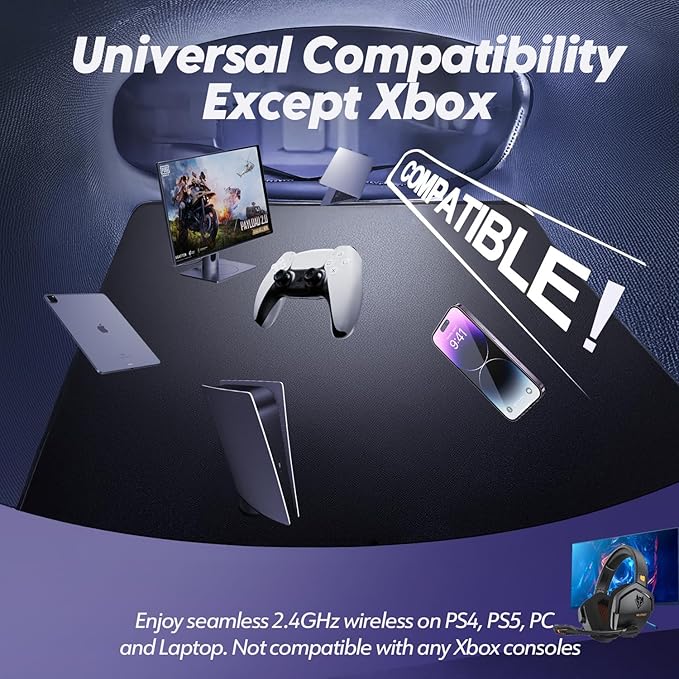 NUBWO Wireless Gaming Headset with Mic for Ps5 Ps4 PC, Zero Interference, 100-Hour Battery All-Day Play, 23ms Sync for Fortnite & Call of Duty/FPS Gamers, Triple Mode All Devices Compatible - Orange