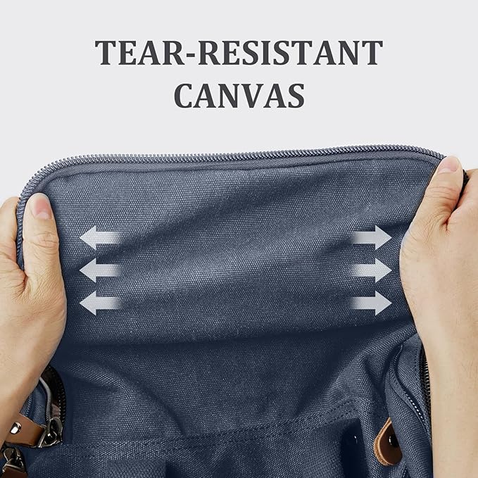 Gonex Canvas Duffle Bag for Travel 60L Expandable Duffel Weekend Overnight Bag men (Denim Blue)