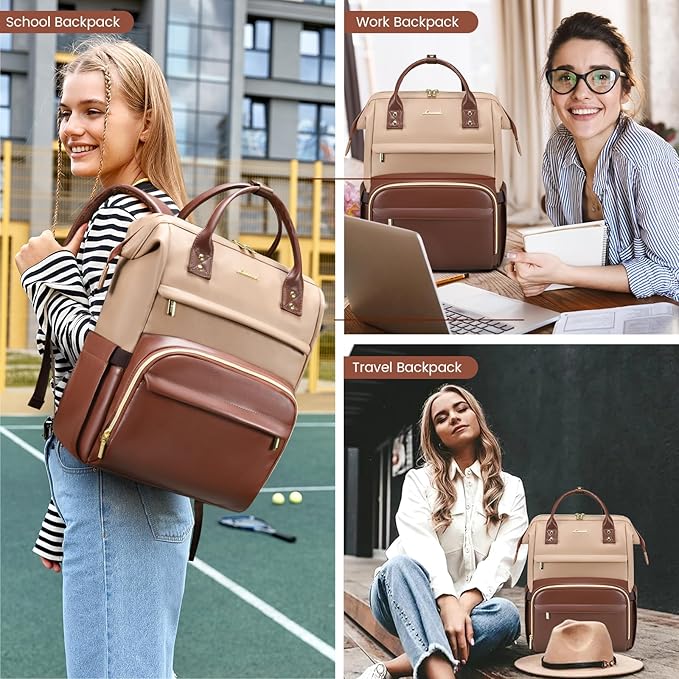 LOVEVOOK Leather Laptop Backpack