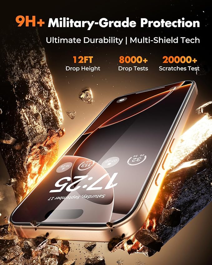 UNBREAKcable 2+2 Pack for iPhone 16 Pro Max Screen Protector & Lens Protector 【Military-Grade】【Easy Install】【Efficient Night Shot】9H+ Shatterproof Tempered Glass Film,Bubble-Free&Anti-Fingerprint ,Case Friendly-6.9 inch