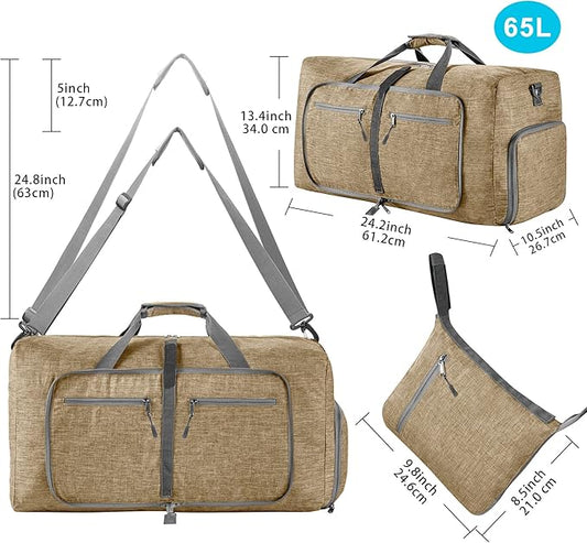Vomgomfom Travel Duffle Bag for Men,65L 85L 115L Foldable Travel Duffel Bag with Shoes Compartment Overnight Bag for Men Women