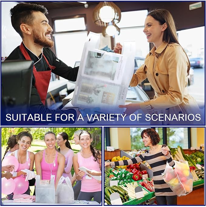 Windyun Large Grocery T-shirt Bags Bulk Reusable Non Woven Shopping Bag Foldable Gift Tote with Handle, 21x11x6 Inch