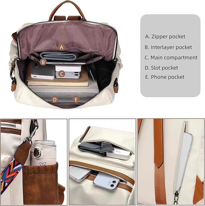 Dora & Liz Womens Backpack Purse Leather Fashion Travel Backpack Purse for Women Designer Ladies Shoulder Bags