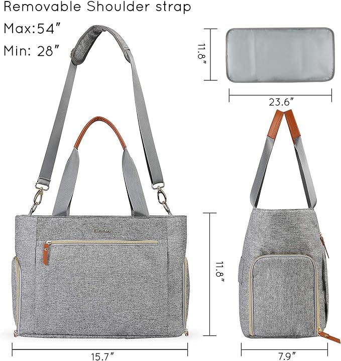 mommore Breast Pump Bag Diaper Tote Bag with 15 Inch Laptop Sleeve Fit Most Breast Pumps Like Medela, Spectra S1,S2, Evenflo