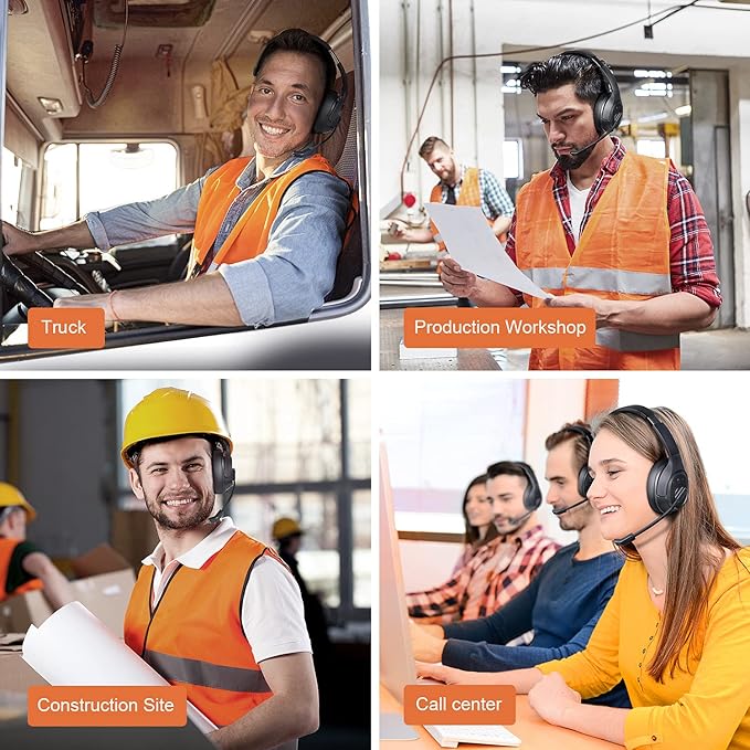 EKSA Noise Cancelling Trucker Bluetooth Headset with Microphone Wireless AI-Powered ENC Headphones, 99ft Long Range, 30H of Talk Time, All-Day Comfort On Ear Headsets Mute Button