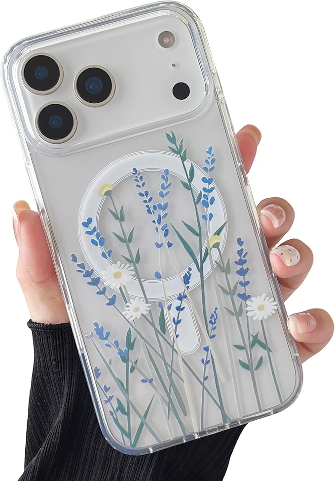 ZTOFERA for iPhone 17 Pro Max Magnetic Case Compatible with Magsafe,Aesthetic Floral Pattern Design Cute for Girl Women,Anti-Drop Protective Hard Phone Cover for iPhone 17 Pro Max-Lavender