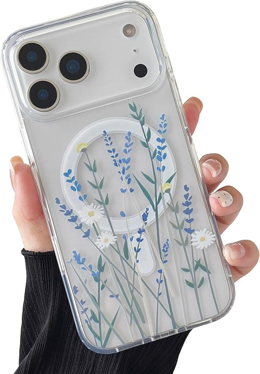 ZTOFERA for iPhone 17 Pro Magnetic Case Compatible with Magsafe,Aesthetic Floral Pattern Design Cute for Girl Women,Anti-Drop Protective Hard Phone Cover for iPhone 17 Pro-Lavender