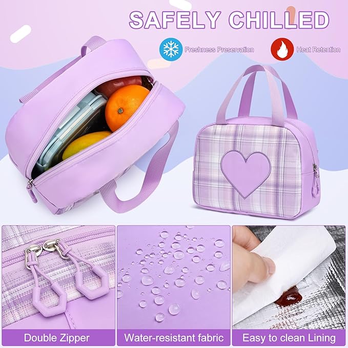 MOMUVO Backpack for Girls, Kids Backpack with Lunch Box, Bookbag for Girls Kindergarten Elementary Preschool Middle