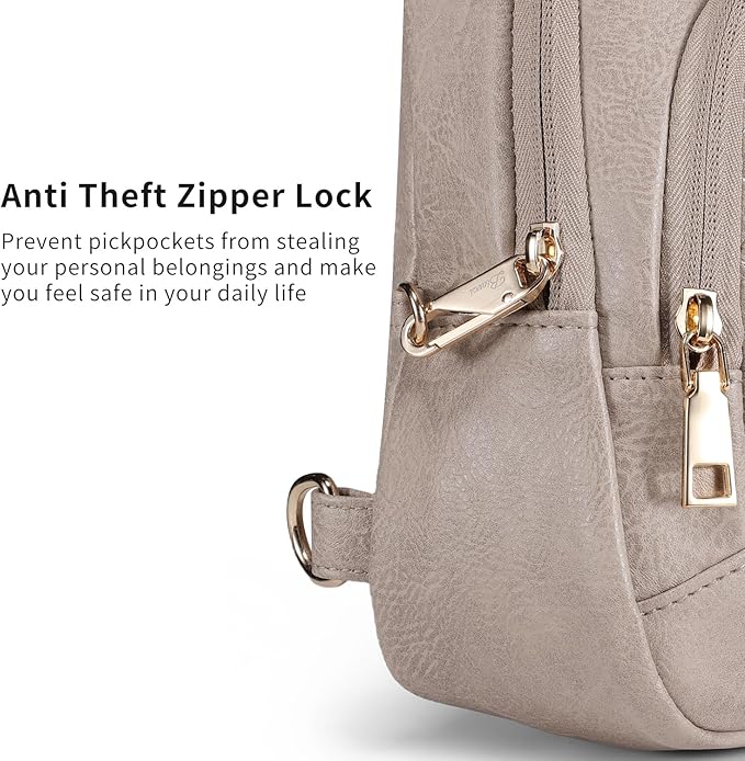 Crossbody Bags for Women Anti Theft Small Sling Handbag with Zipper Lock Vegan Leather RFID Blocking Chest Pure