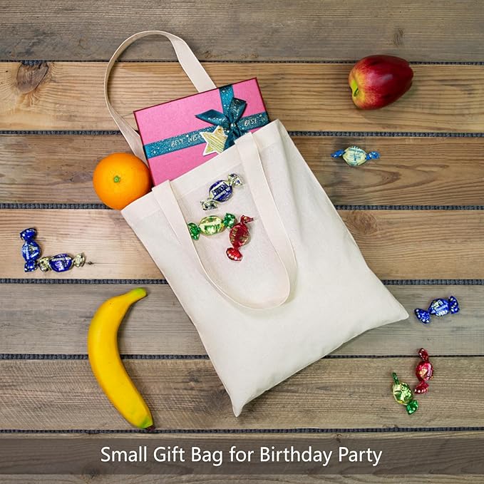 TOPDesign 10-Pack Economical 11.8"x13" Cotton Tote Bags, Lightweight Small Reusable Grocery Shopping Cloth Bags, Suitable for DIY, Advertising, Promotion, Gift, Activity