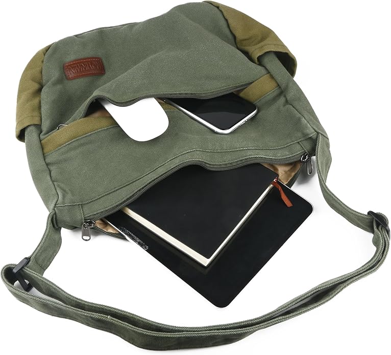 Large Canvas Messenger Bag with Multiple Pockets for Men and Women, Crossbody Shoulder Tote Hobo Laptop Bag