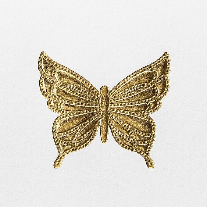 Papyrus Blank Cards with Envelopes, Gold Butterfly (16-Count)