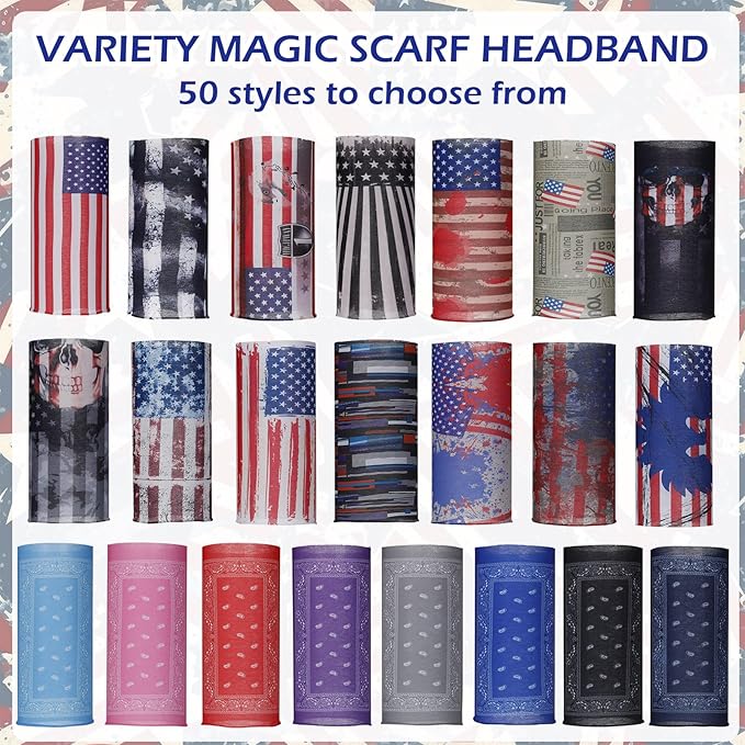 JaGely 50 Pcs Summer Neck Gaiters for Men Multi Cooling Neck Gaiter for Men Sun Protection Face Mask Balaclava Motorcycle