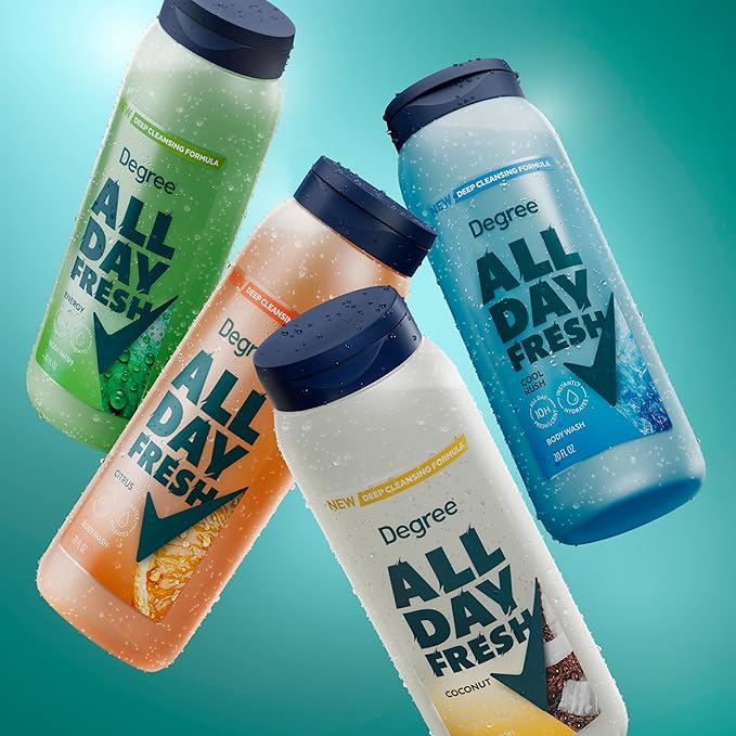 Degree All Day Fresh Body Wash Fresh Citrus Deep Cleansing 20 oz