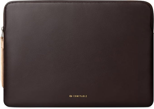 Comfyable Leather Laptop Sleeve Compatible with 16 Inch MacBook Pro M4 2024 & 15 Inch MacBook Air M4 M3 M2 2025, Chocolate