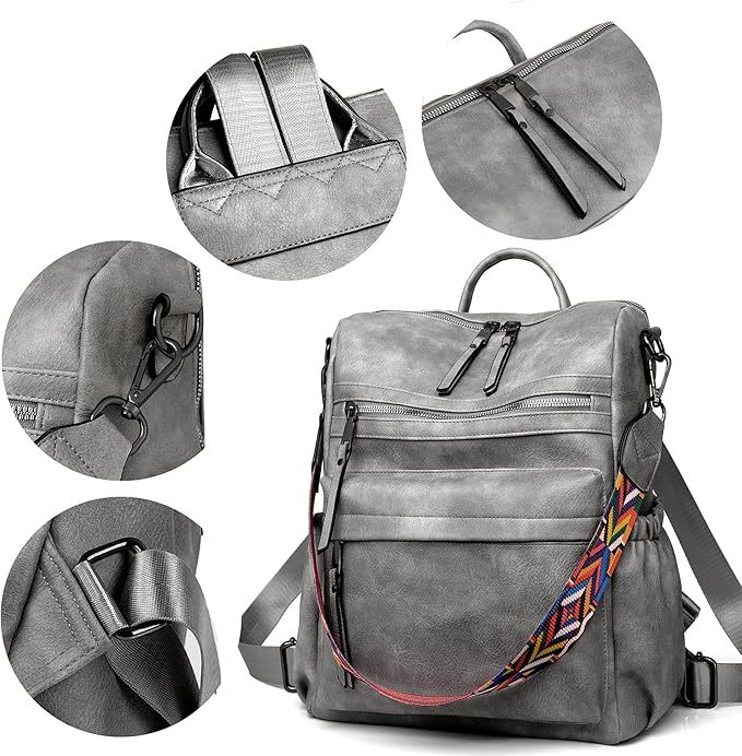 Dora & Liz Womens Backpack Purse Leather Fashion Travel Backpack Purse for Women Designer Ladies Shoulder Bags