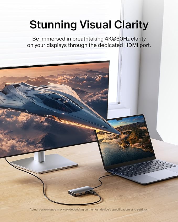 Belkin USB-C Hub, 5-in-1 Multiport Adapter - USB-C Docking Station with 4K HDMI, 2 x USB-A Ports, SD Card Slot, & MicroSD Card Slot for MacBook Pro, Air, iPad Pro, XPS, and More