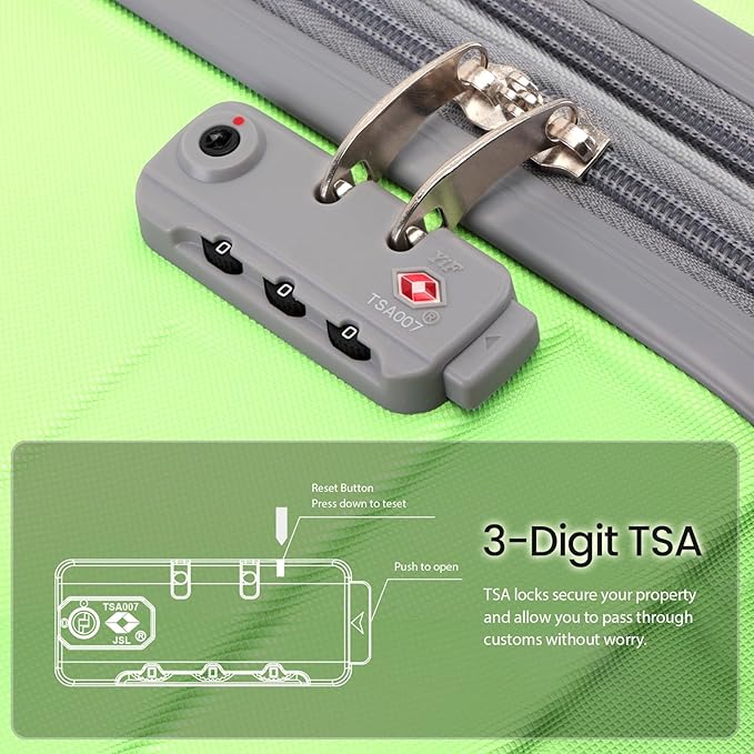 AnyZip Expandable Carry On Luggage, 20 Inch Hard Shell Travel Suitcase,Rolling Lightweight Suitcases with Wheels TSA Lock (LightGreen)