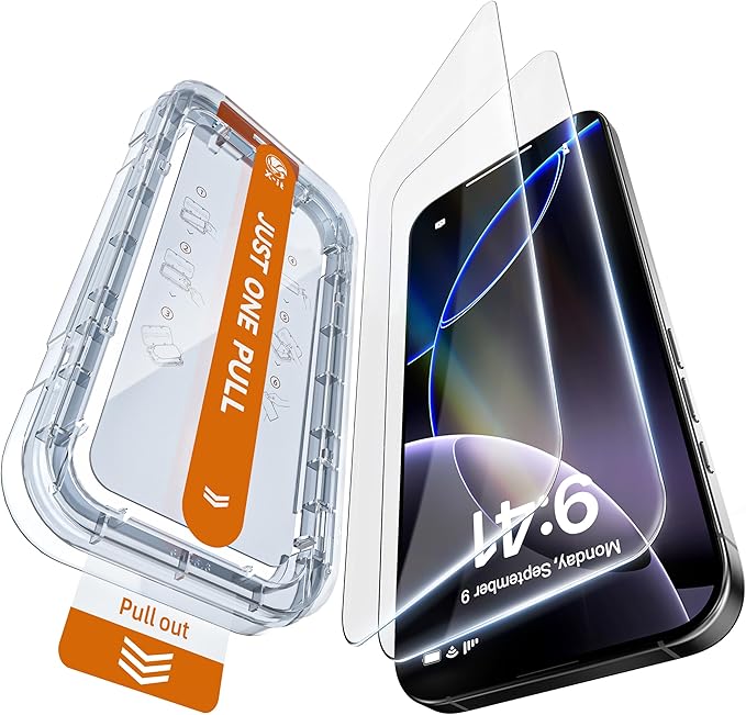 2 Pack Screen Protector for iPhone 17 Pro Max 6.9" with Auto-Alignment Kit, Anti-Reflective Technology, Auto Dust Removal, 9H+ Military Grade Shatterproof, Tempered Glass HD Clear, Case Friendly