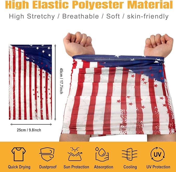 HONGTEYA 6 Pack Neck Gaiter Face Mask: Breathable Windproof Face Cover Balaclava High Elastic Earloop Bandana for Men Women