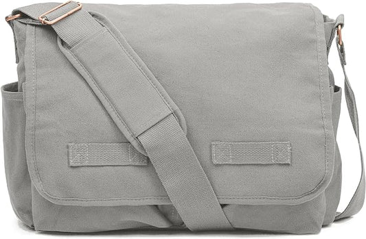 Sweetbriar Classic Vintage Messenger Bag - Original Heavyweight Cotton Canvas Shoulder Bag with Upgraded Features