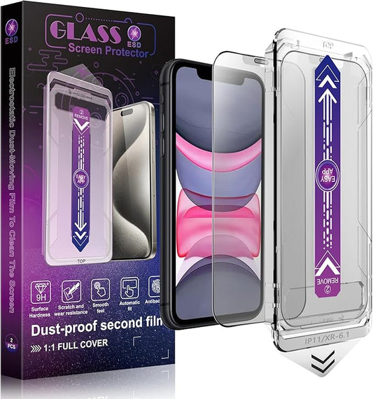 2 Pack Matte Screen Protector for iPhone 11 and iPhon XR 6.1-Inch Auto Dust Removal, No Bubbles, Tempered Glass Film, Easy Installation