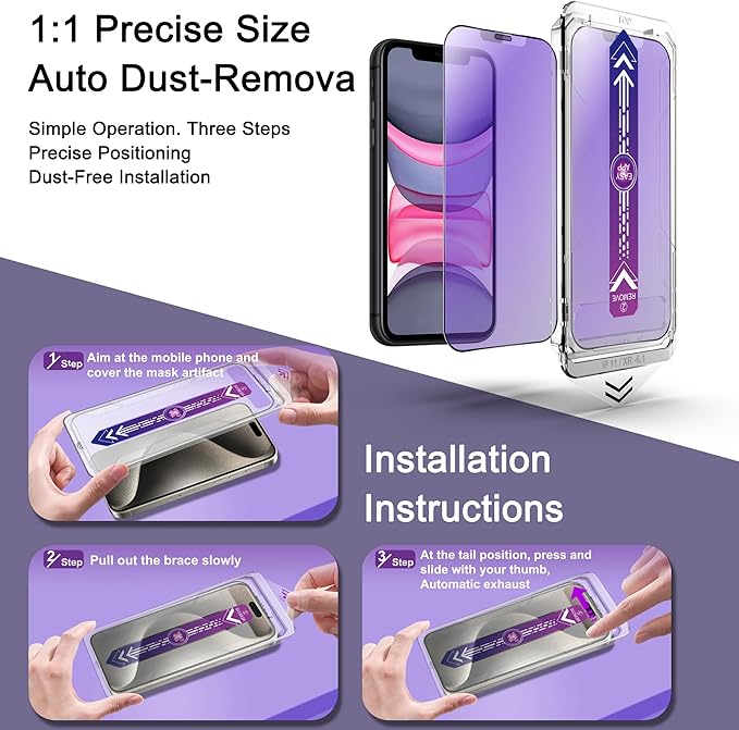 CHISHA 2-Pack Anti Blue Light Matte Screen Protector for iPhone 11 and iPhone XR 6.1-Inch, Auto Dust Removal, No Bubbles, High Definition Clear, Easy Installation