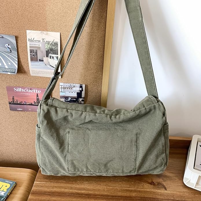 Collsants Messenger Bag for Women Men Satchel Bag Canvas Crossbody Shoulder Bag Casual Sling Bag