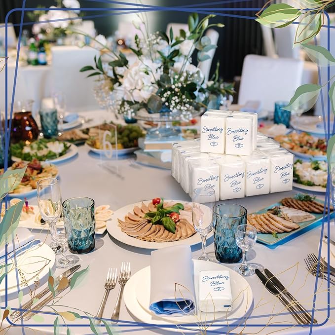 50 Pcs Something Blue Before I Do Tissues for Bridal Shower 3 Ply Tissues Travel Size Individual Packs Wedding Favors Pocket Paper for Women Girl Party Favor Bachelorette Engagement Wedding Party